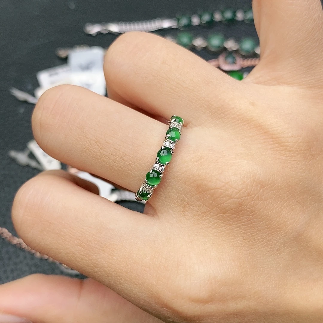 翡翠银S925镶嵌戒指