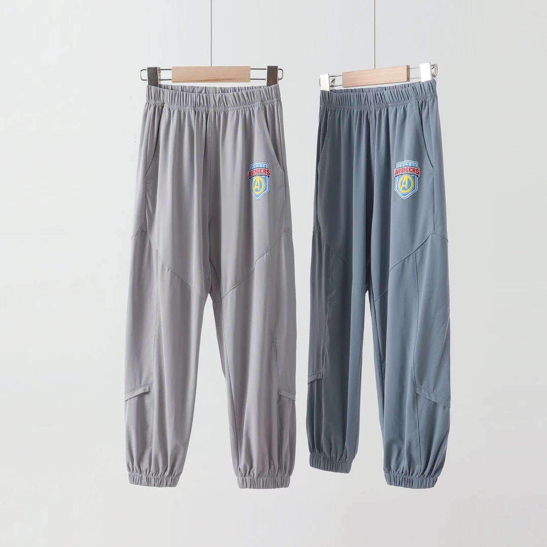 童装夏季儿童冰感透气长裤男卡通网眼丝滑速干裤