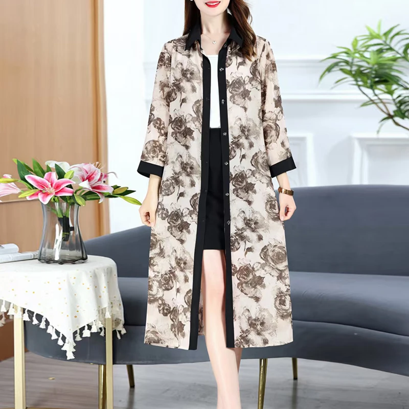 夏季新款时尚气质女装显瘦百搭连衣裙外披洋气妈妈装6456