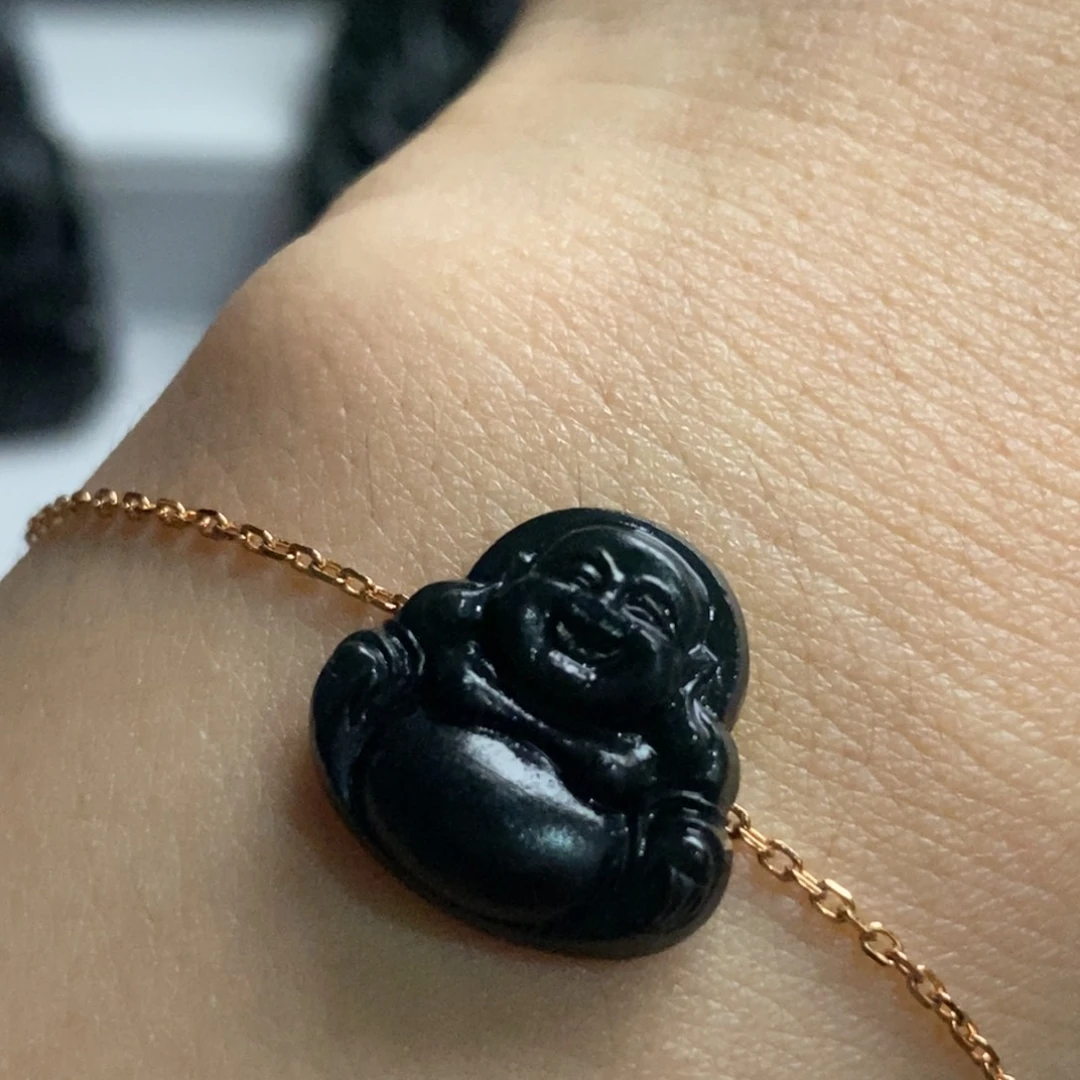 定制翡翠未镶嵌墨翠佛公