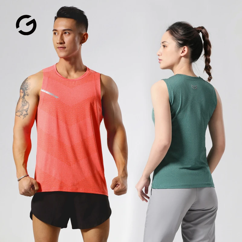 夏季男女跑步背心速干健身篮球无袖T恤马拉松田径竞速训练运动衣