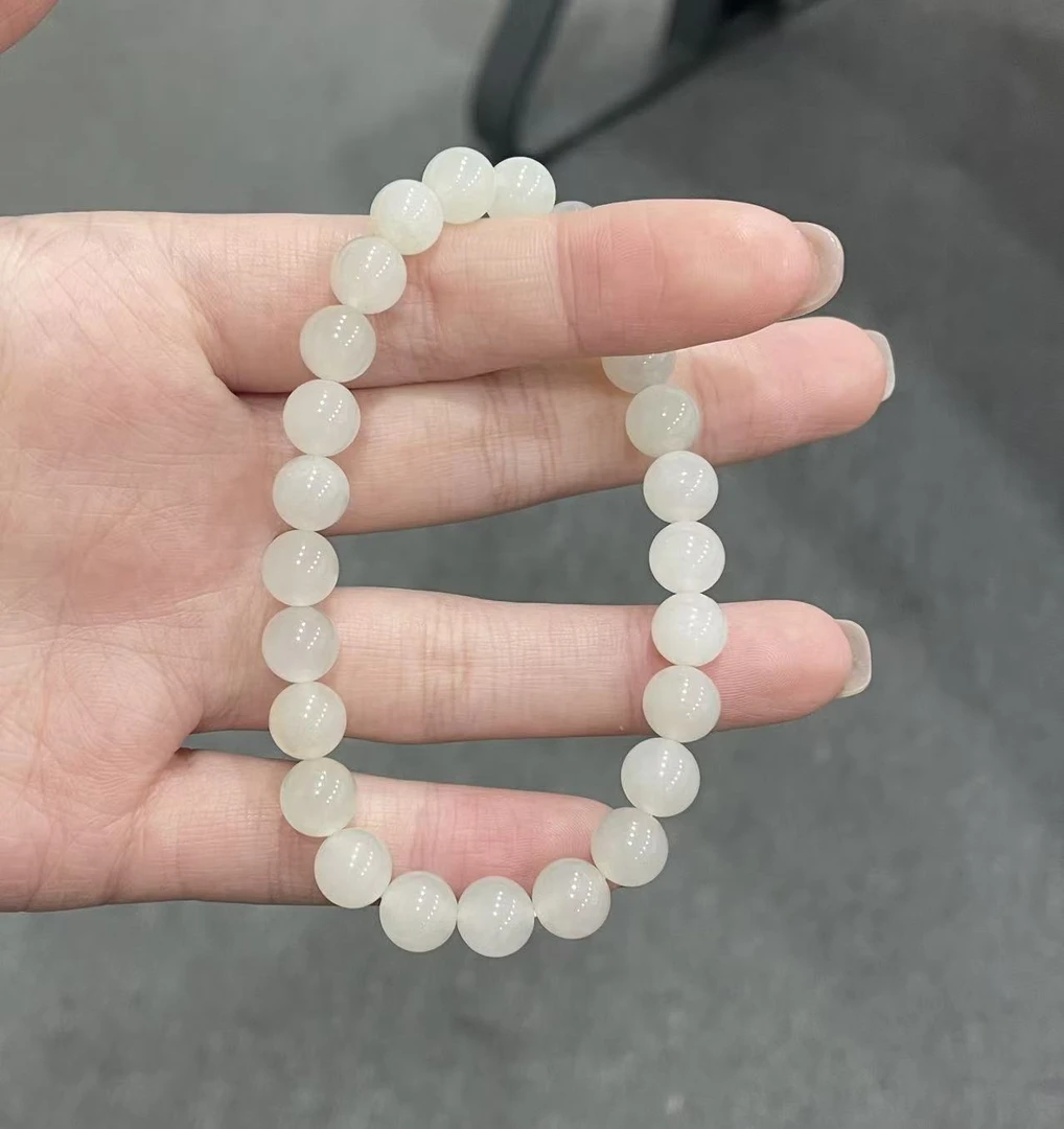 和田玉颈饰未镶嵌白玉卡8手串