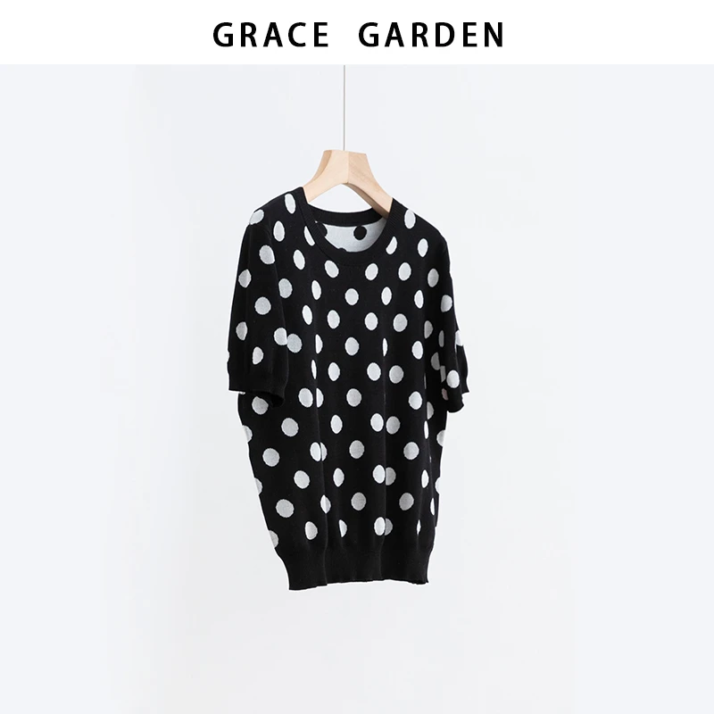 GRACE GARDEN【波点针织！】圆领百搭波点针织衫ZZS5E1801