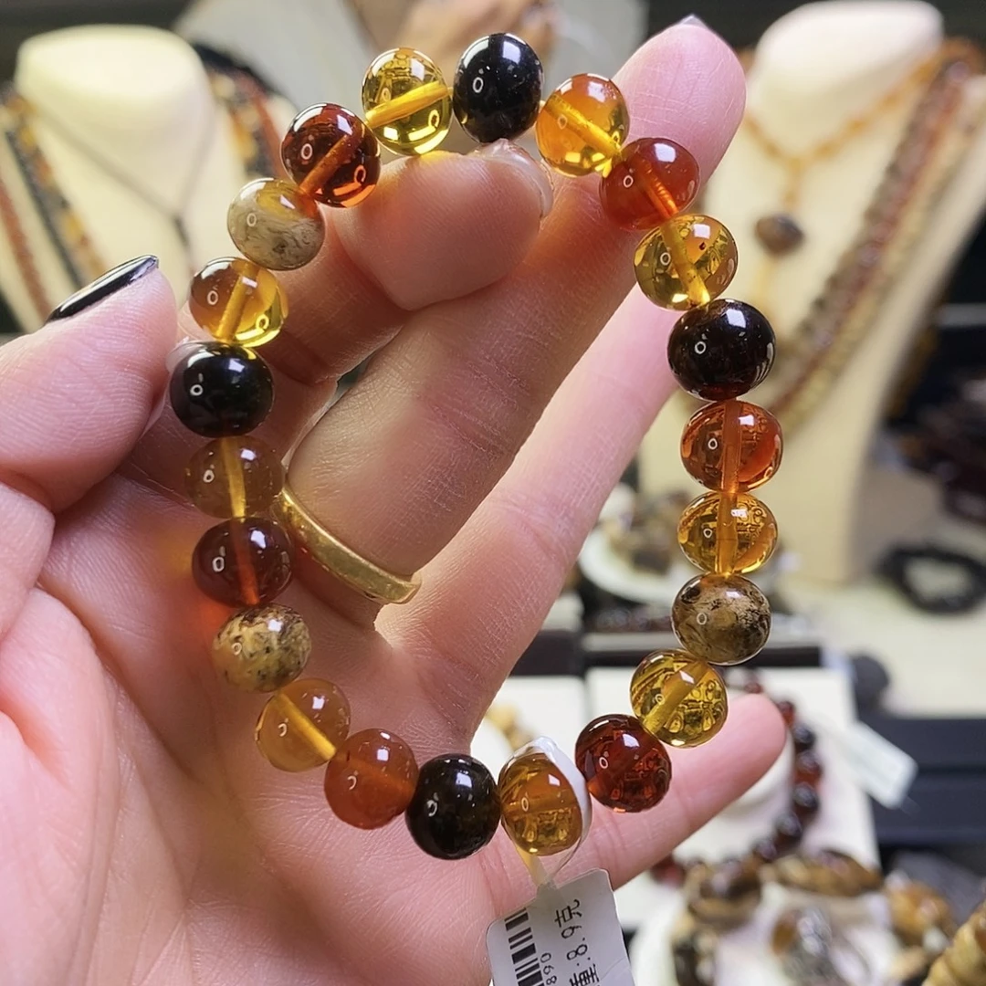 琥珀未镶嵌裸石多宝精品9mm