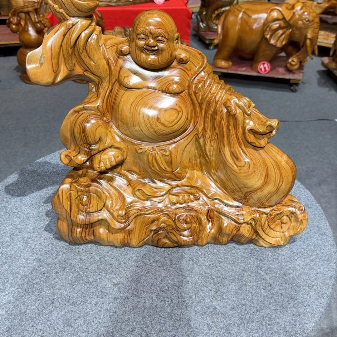 香樟木晓*小佛实木根雕摆件