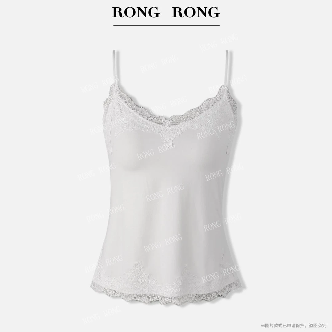 溶溶【纯欲轻甜】RONGRONG 桑蚕丝舒适零压感蕾丝点缀凉感吊带52136