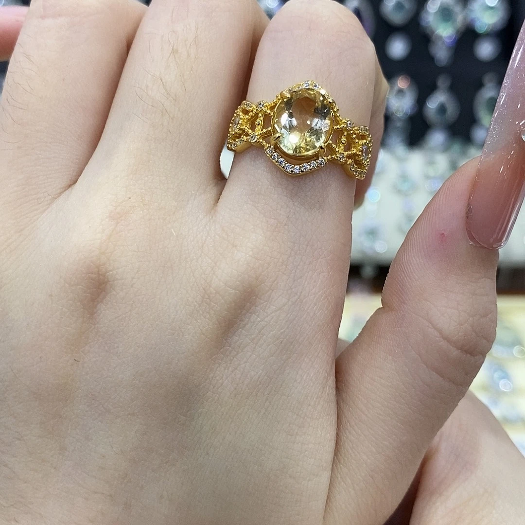 戒指银S925镶嵌黄晶