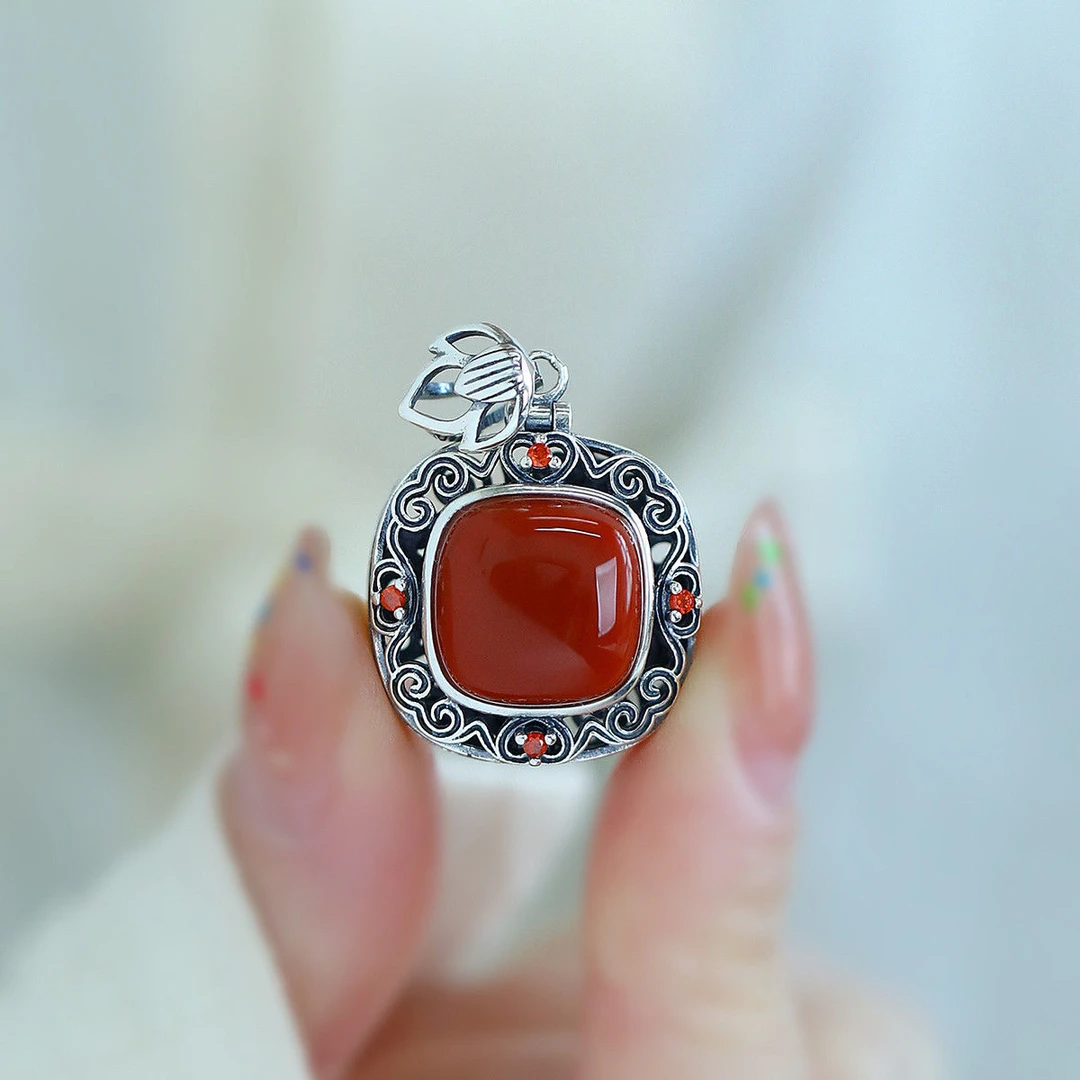 吊坠925银 复古几何项链女精致吊坠新中式小众高级感百搭