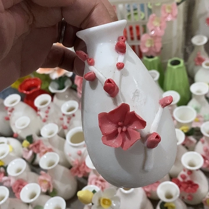 瓷片纯手工陶瓷花摆件瑕