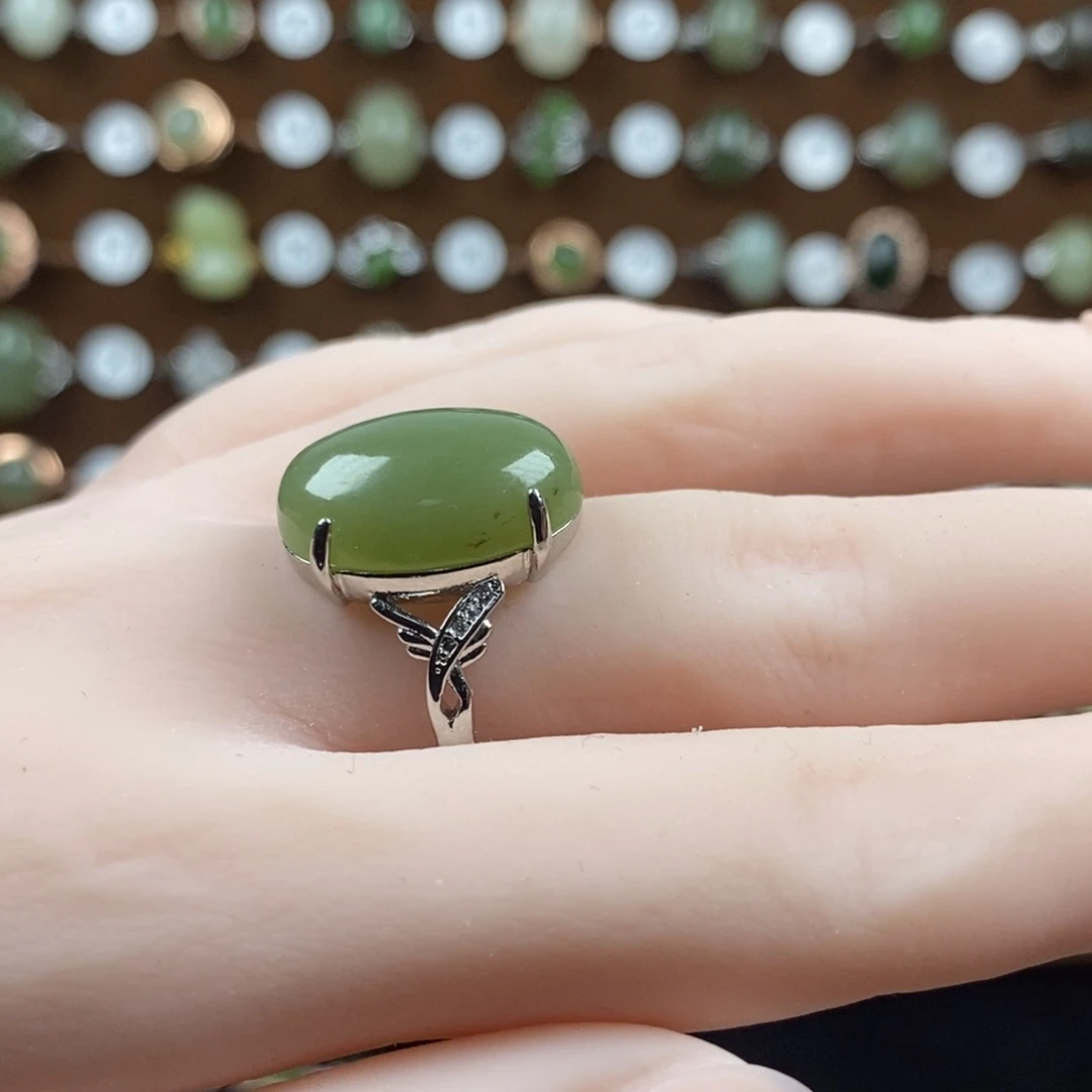 和田玉（青白玉）戒指合金