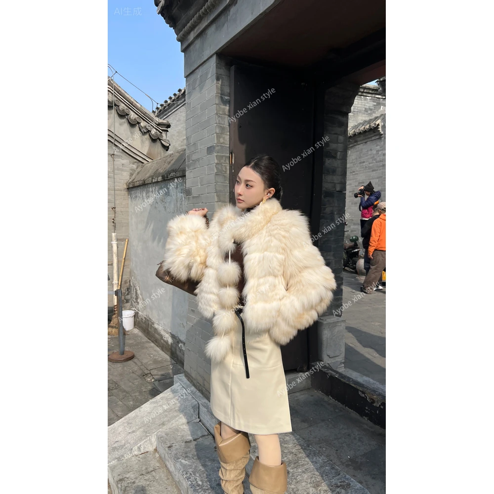 【AYOBE】小贤 高级感小众设计低调奢华感高级狐狸毛皮草外套