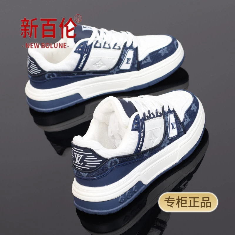 新百伦 NEW BOLUNE潮鞋情侣款印花皮面小碎花轻奢高街板鞋宝藏超