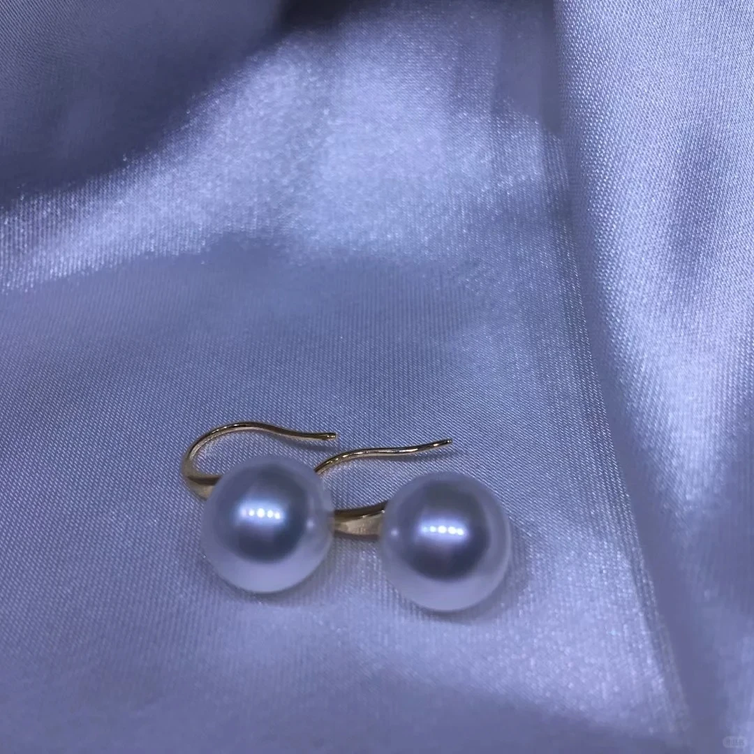 925银耳饰 高跟鞋耳钩 9-10mm 正圆极光几乎无暇时尚百搭贝珠精致