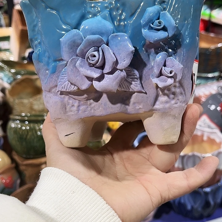 瓷片花盆多肉植物艺术品