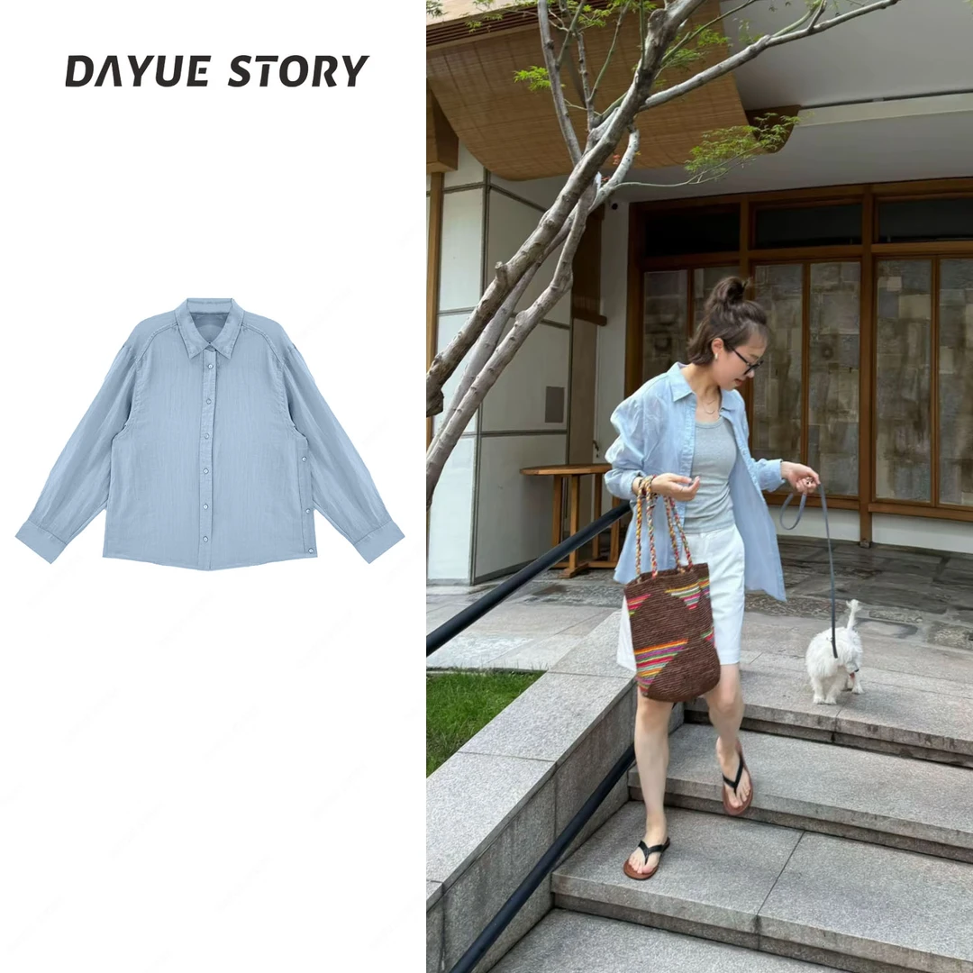 DAYUE【天空之城】透气性好~髙定100苎麻！小众设计感时尚百搭麻衬衫