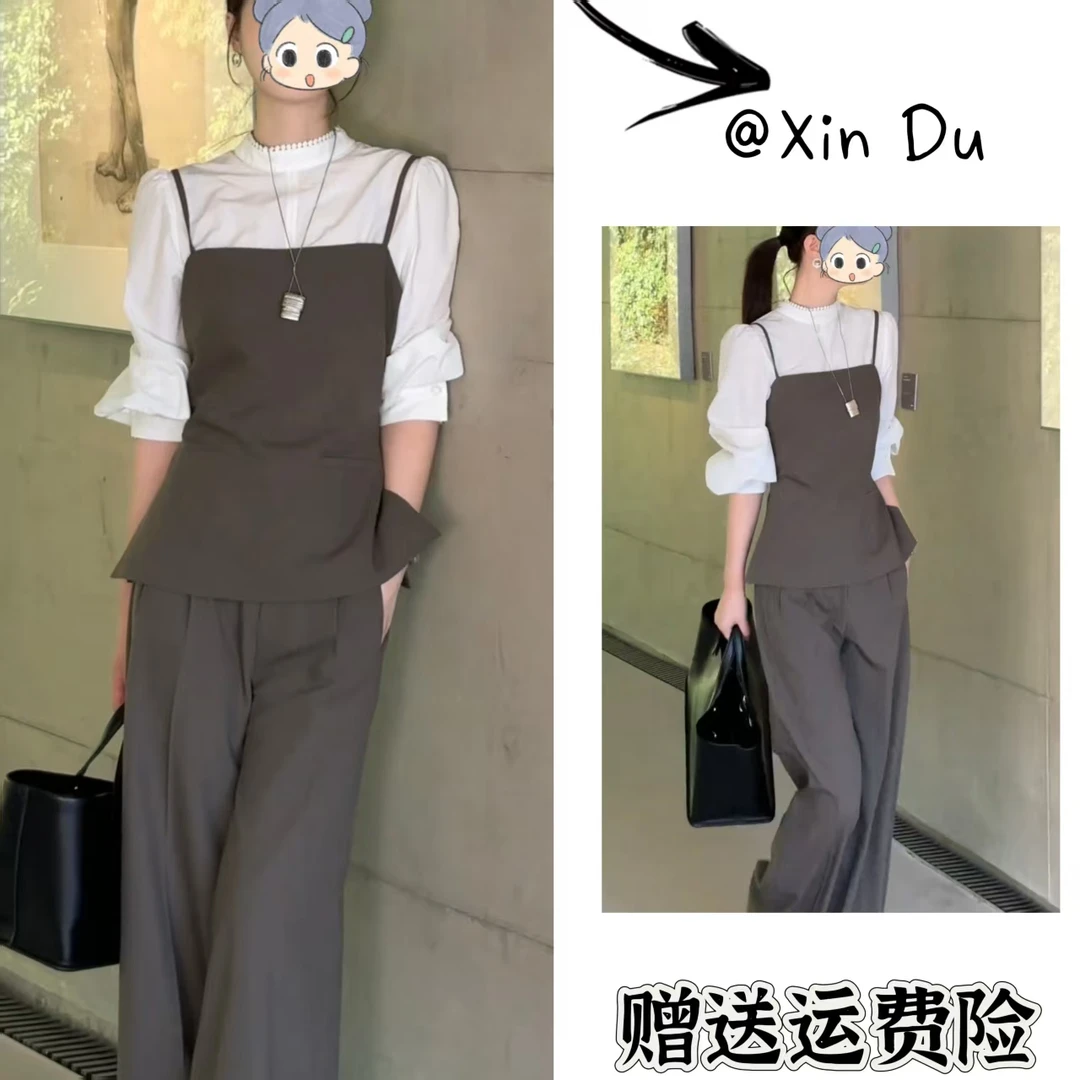 2025秋季新款时尚显瘦气质女士网红洋气两件套百搭款D22457