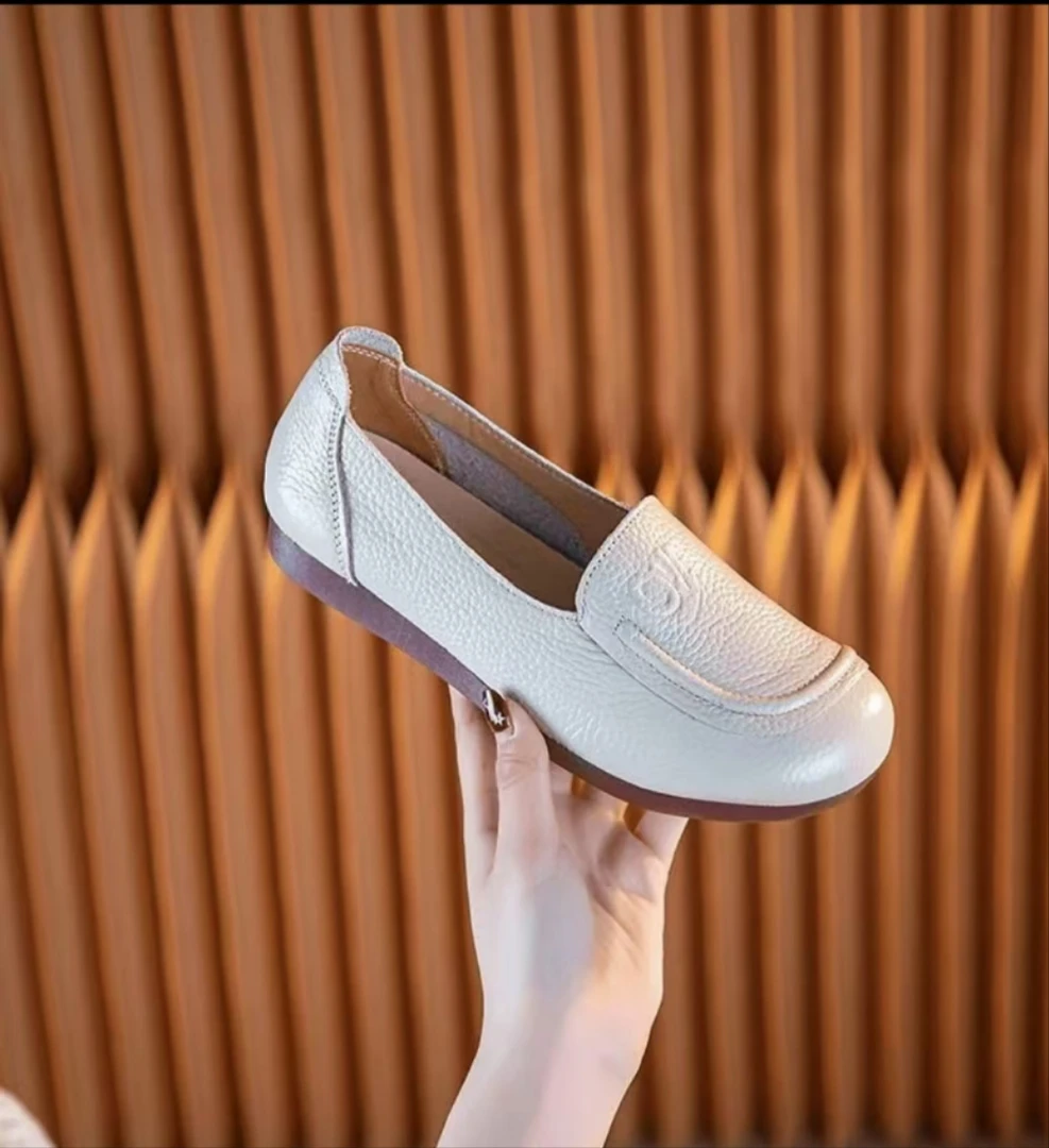 008-6米白色真皮妈妈鞋断码清仓热销