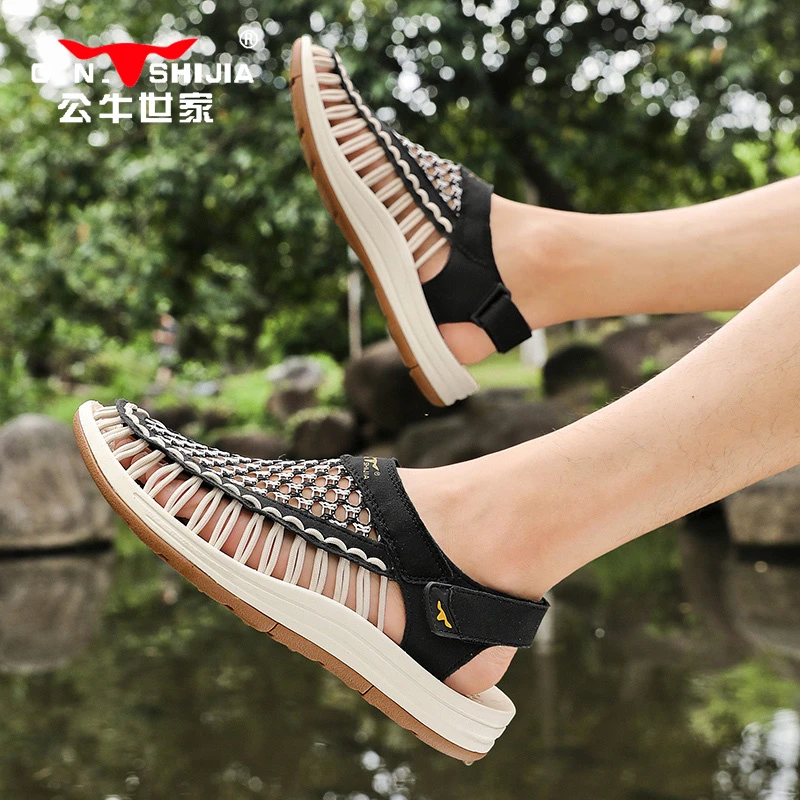公牛世家夏季罗马凉鞋户外透气休闲鞋百搭款沙滩鞋时尚