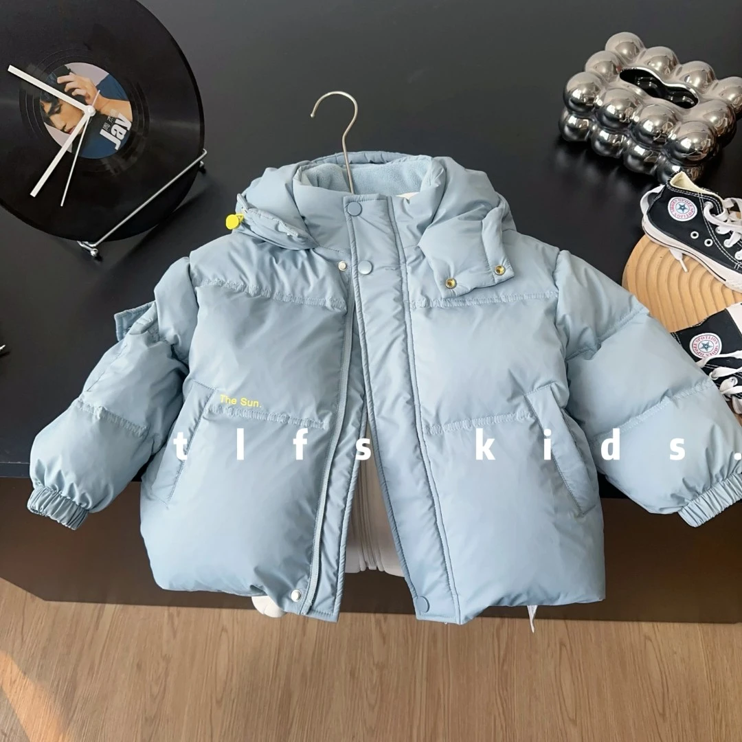 童例「25550蓝色泡芙羽绒服」冬季保暖男童女童软糯儿童百搭外套潮