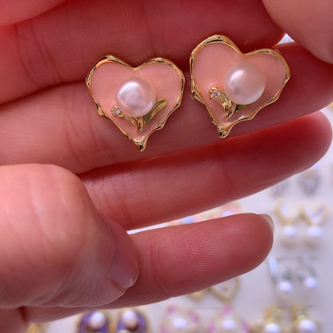 淡水珍珠耳饰合金