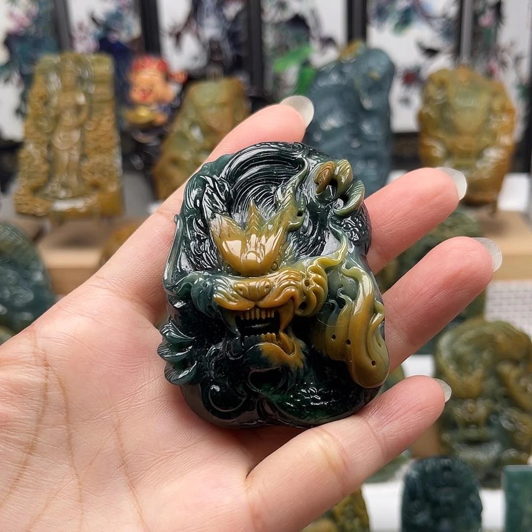 翡翠未镶嵌颈饰天然翡翠城a货龙