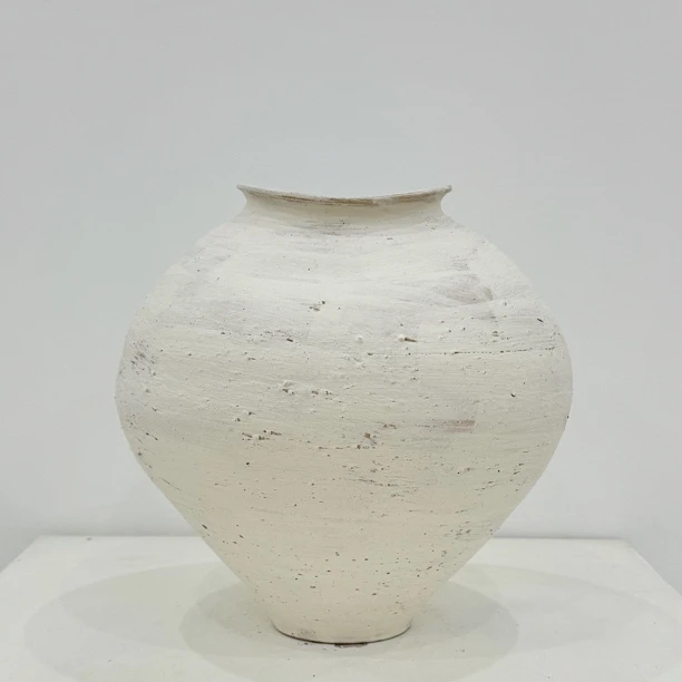 奶油杏粗陶水培花瓶摆件