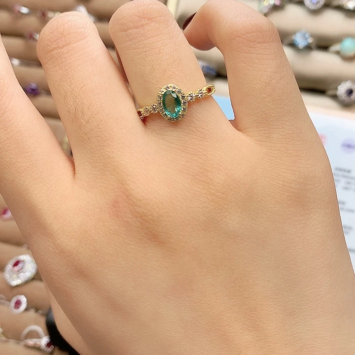 绿柱石银S925镶嵌戒指