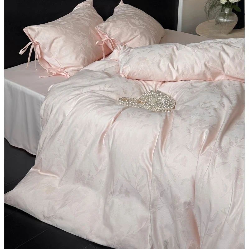 少女心云感全棉纯棉厚织提花浮雕三四件套四季长绒棉床单被套床品