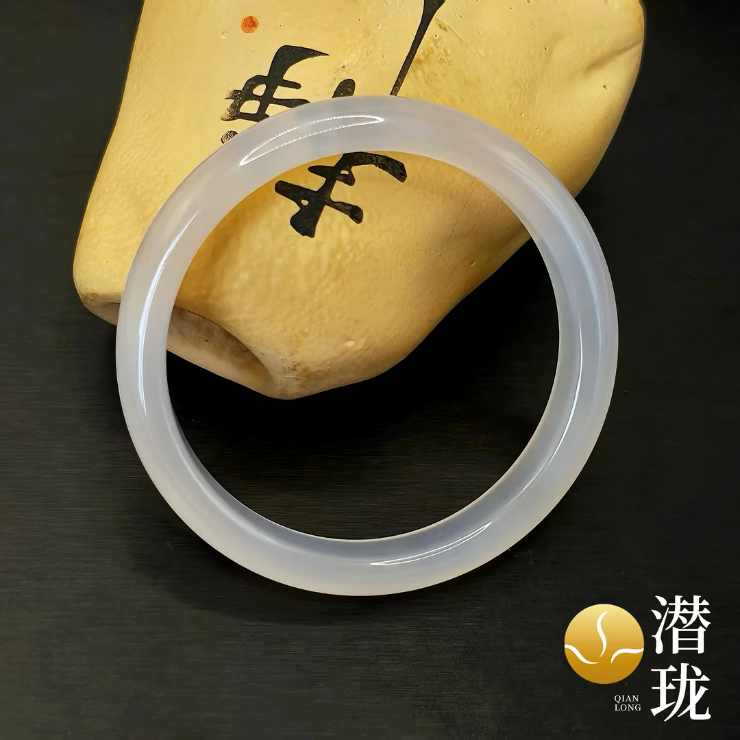 【潜珑】qj-5-005马料天然高冰白月光玛瑙手镯冰底宝石光拍一发一