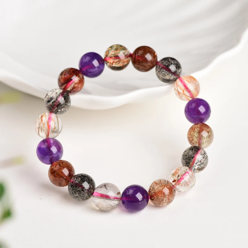 天然黑金超紫水晶手串 气质简约时尚百搭 多样性发其一 HEJCSC