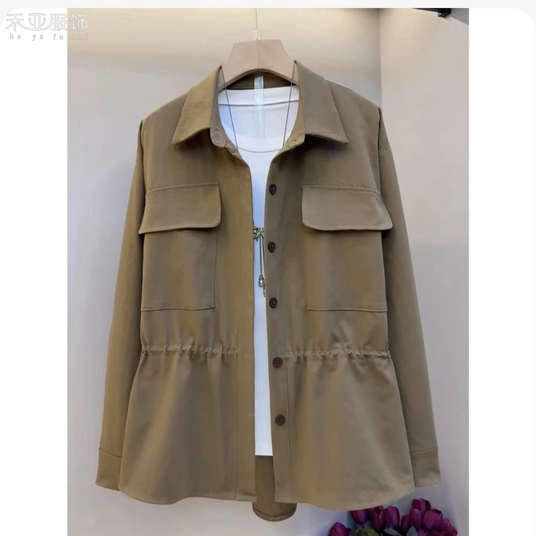 胖胖家*6537新款翻领百搭显瘦收腰外套