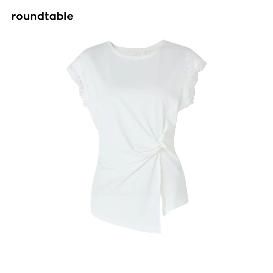 夏款高级感圆领蕾丝背心拼接T恤