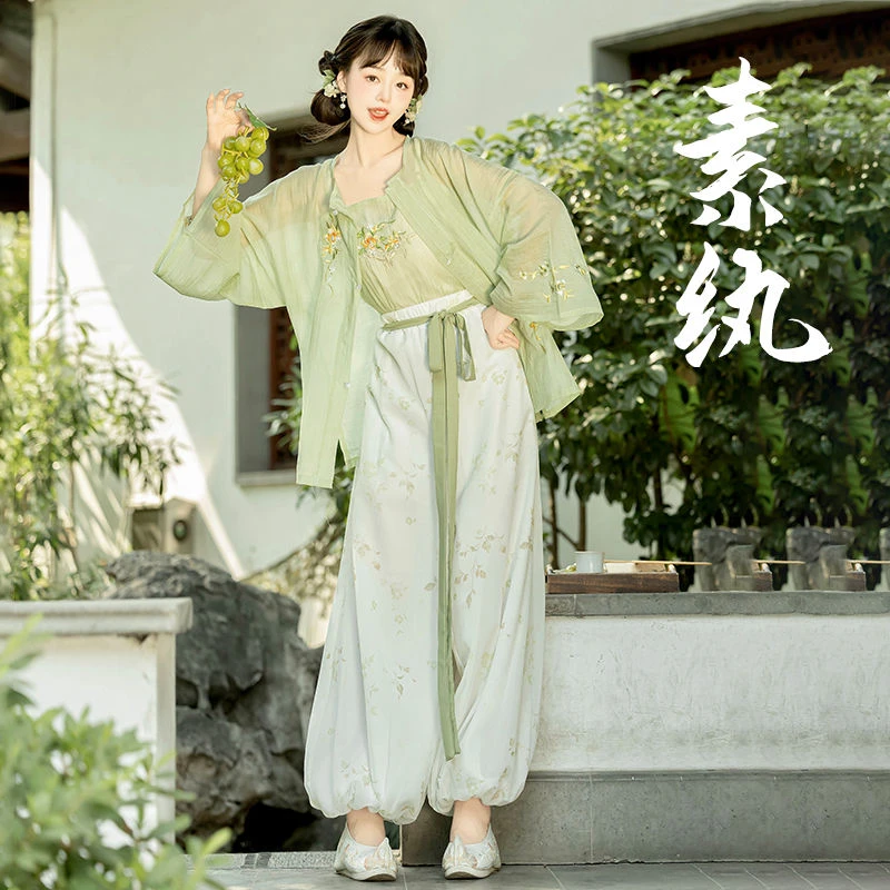 原创【素纨】圆领衫灯笼裤宋制汉服女宋裤改良日常春夏款印花中国风