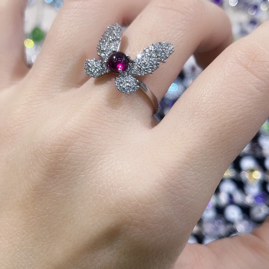 银S925镶嵌石榴石戒指戒指