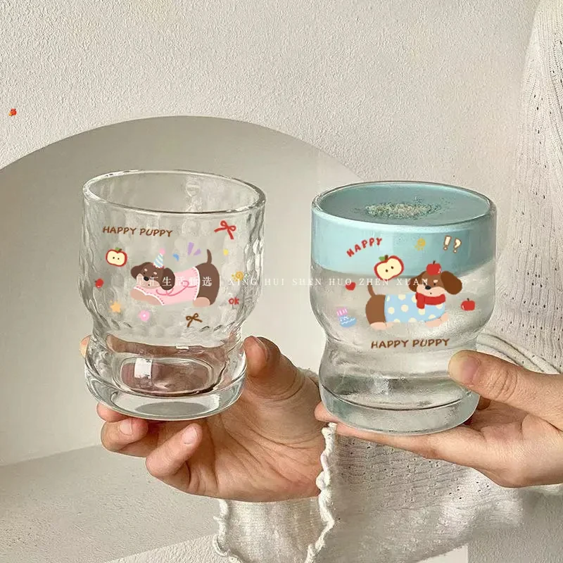 【ins玻璃杯高级咖啡杯】小众创意卡通家用水杯女学生冰美式牛奶