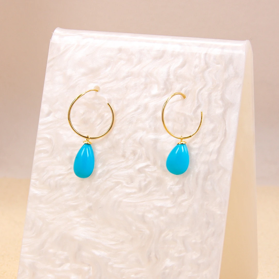 18K美松睡美人蛋面绿松石耳环 多样性发一 CLX24061108