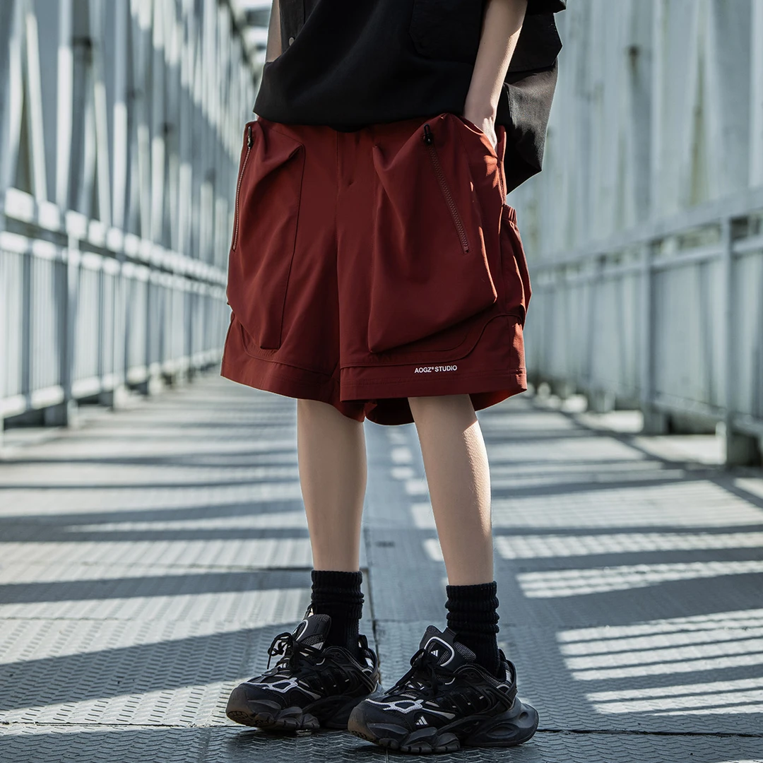 AOGZ美式工装口袋短裤男夏季新款直筒阔腿休闲宽松薄款运动五分裤