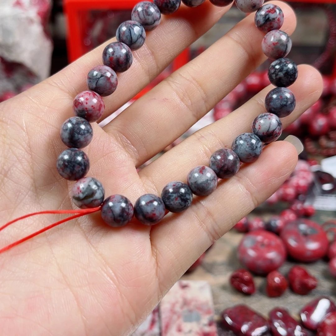 天然辰砂原石手串