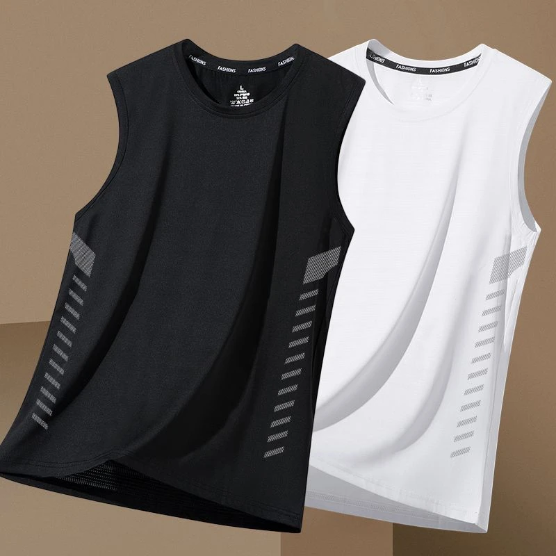 男士运动健身大码冰丝网眼透气背心夏季凉感百搭无袖速干上衣服潮