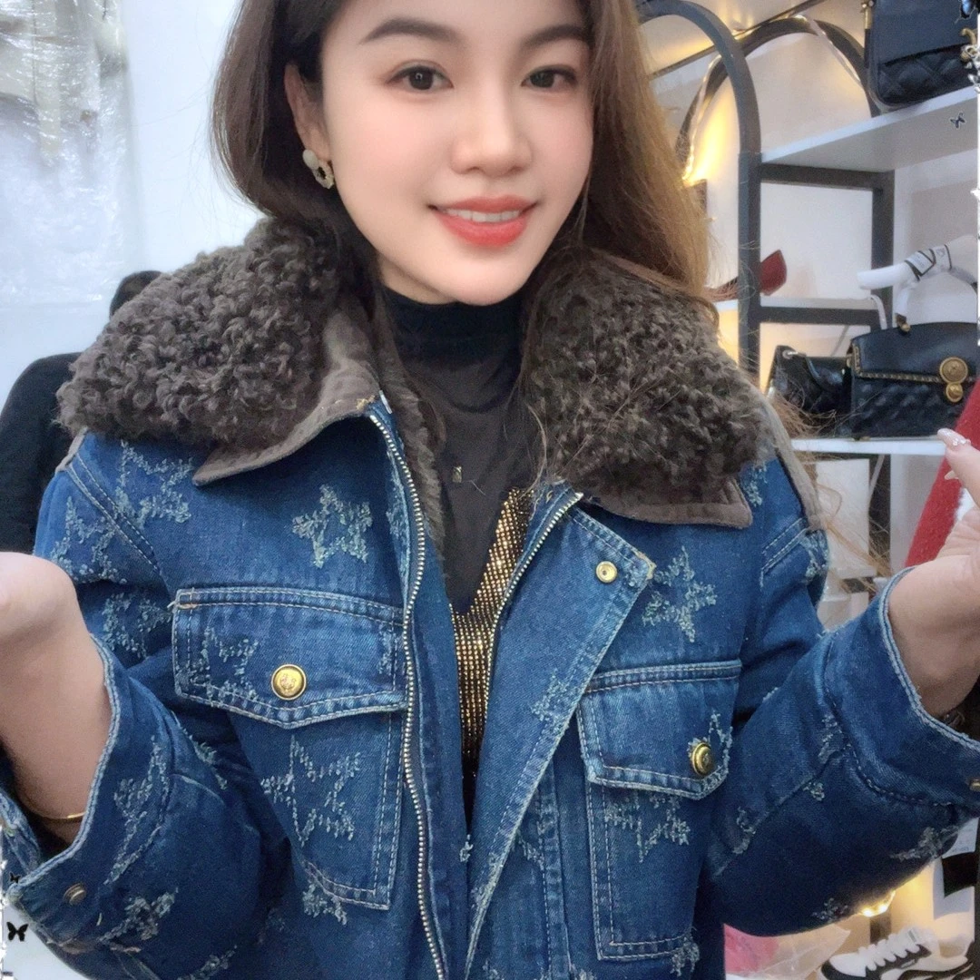 111加厚加绒牛仔外套女时尚百搭