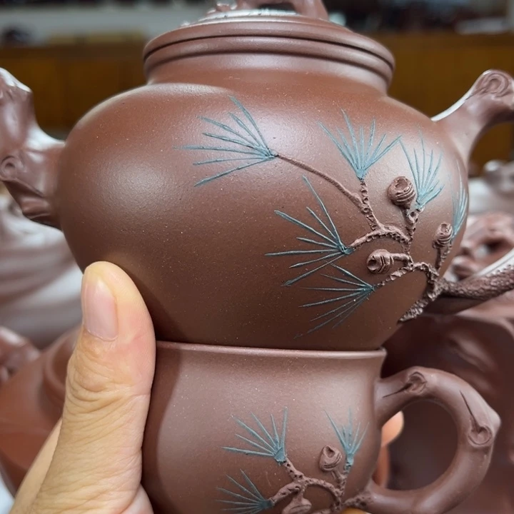 茶壶紫砂紫砂花茶
