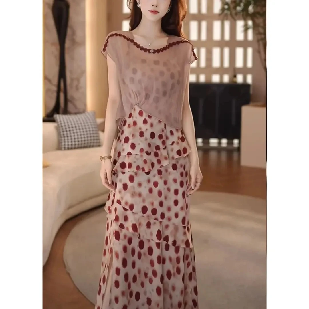 2025夏季新款高级感时尚套装裙女气质设计感罩衫上衣吊带裙两件套