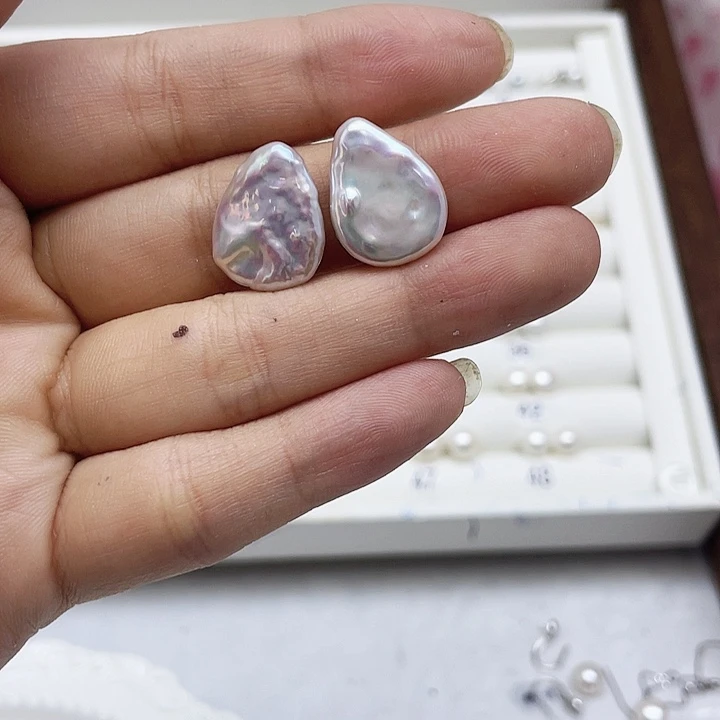 淡水珍珠耳饰银S925镶嵌设****i