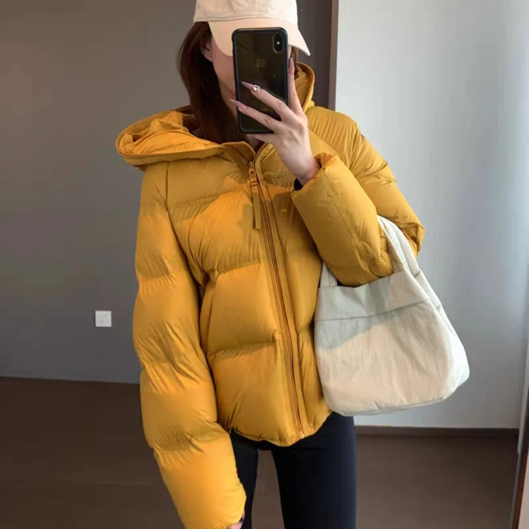 85368冬新款羽绒服女拉链花苞连帽90白鸭绒泡芙排骨保暖厚款外套
