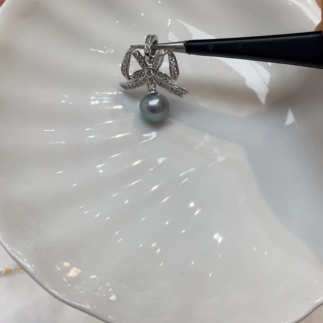 吊坠(不含链)银S925镶嵌海水珍珠