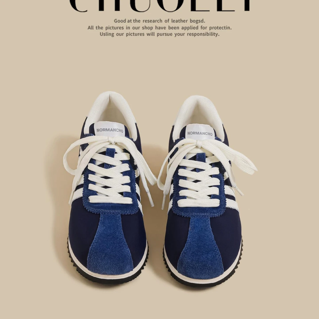 明星同款百搭鞋子2025夏季新款厚底德训鞋女蓝色阿甘运动板鞋超火