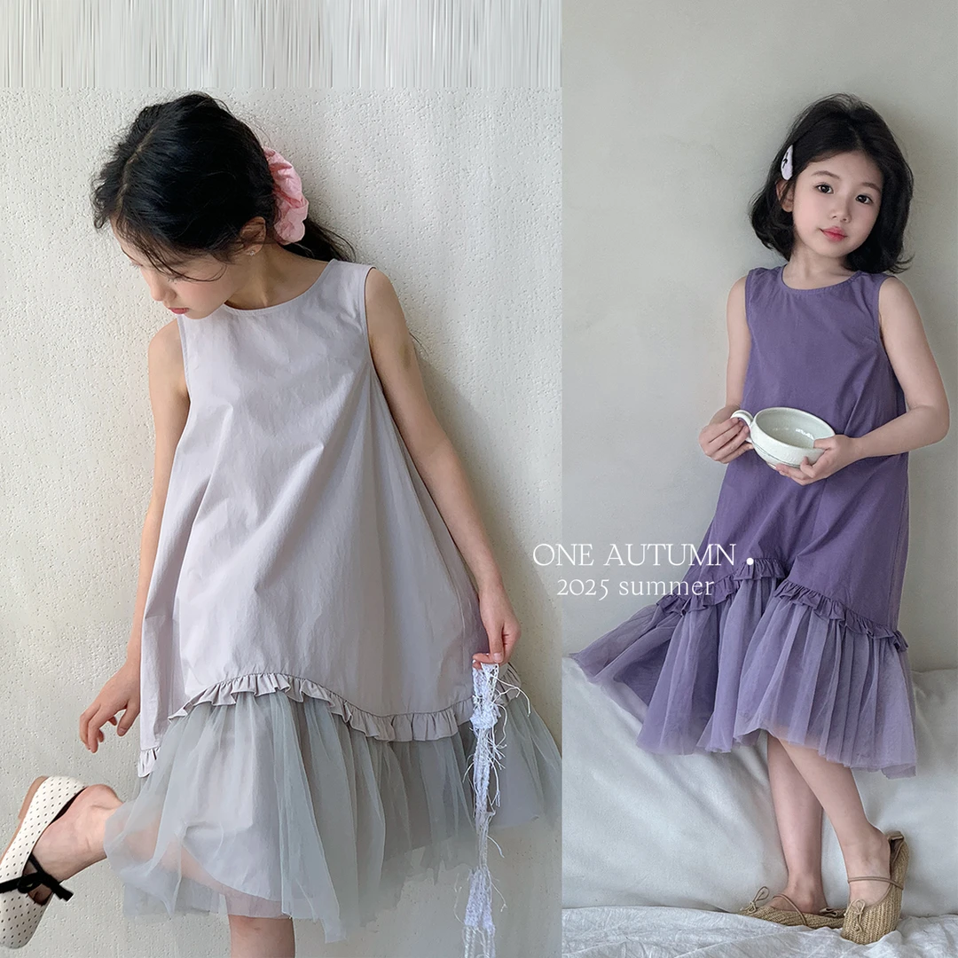 现货「麦麦秋.MAIMAIQIU」【唯依】洗水棉网纱拼接连衣裙女夏【GX706