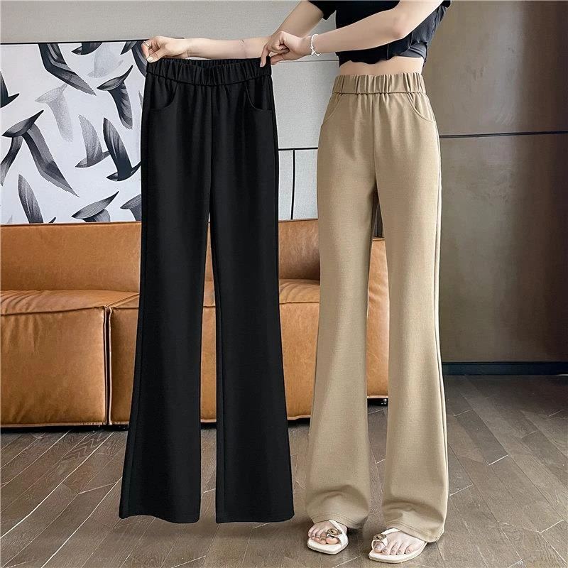 冰丝喇叭裤女夏季薄款裤子2025新款爆款高腰显瘦窄版休闲微喇女裤