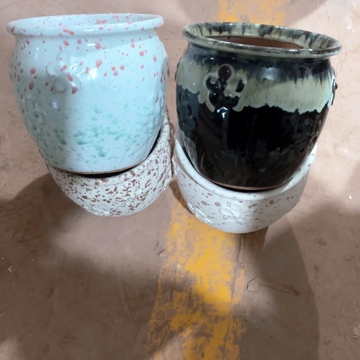 紫砂花盆口径15高度15四个正品