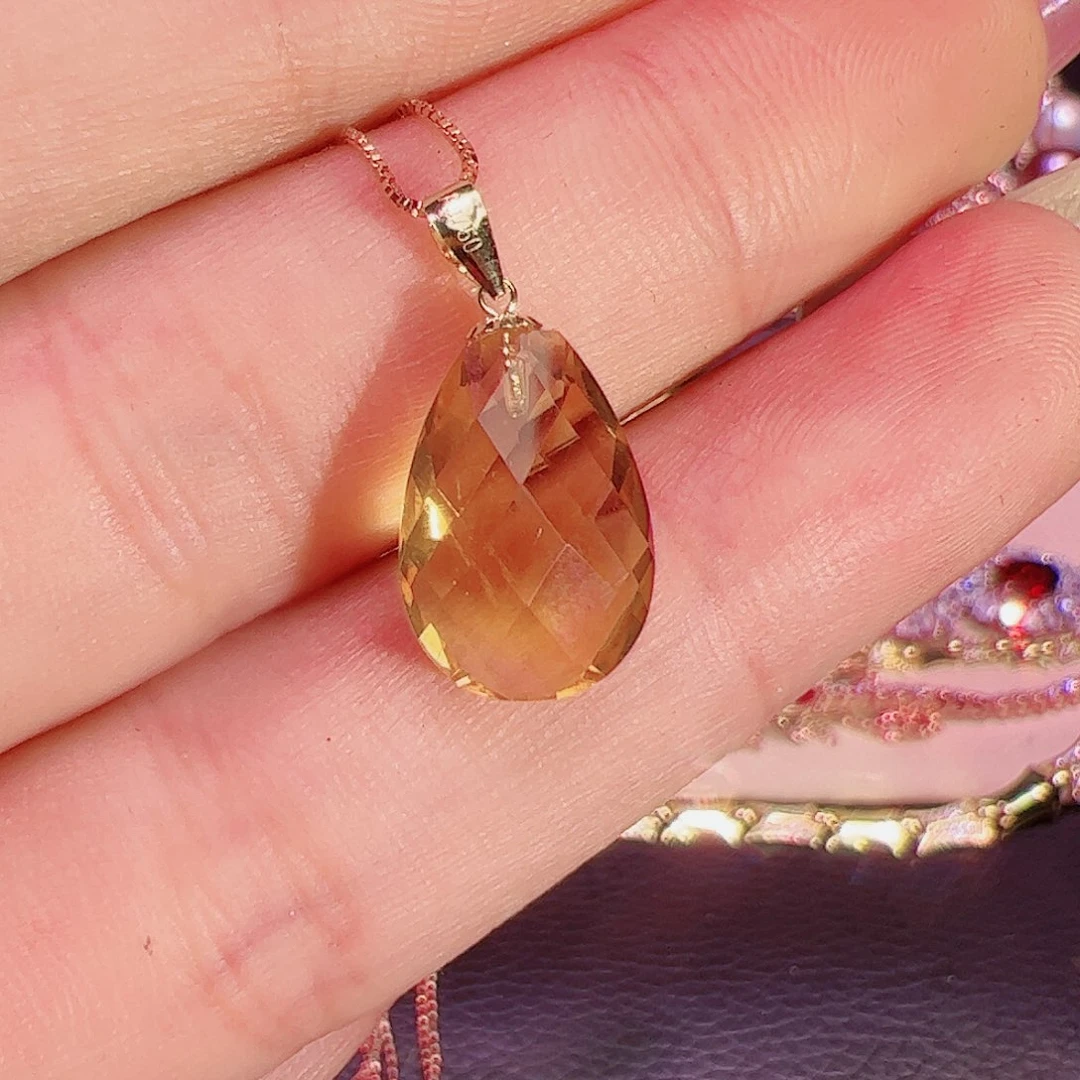 黄晶黄水晶18K金镶嵌